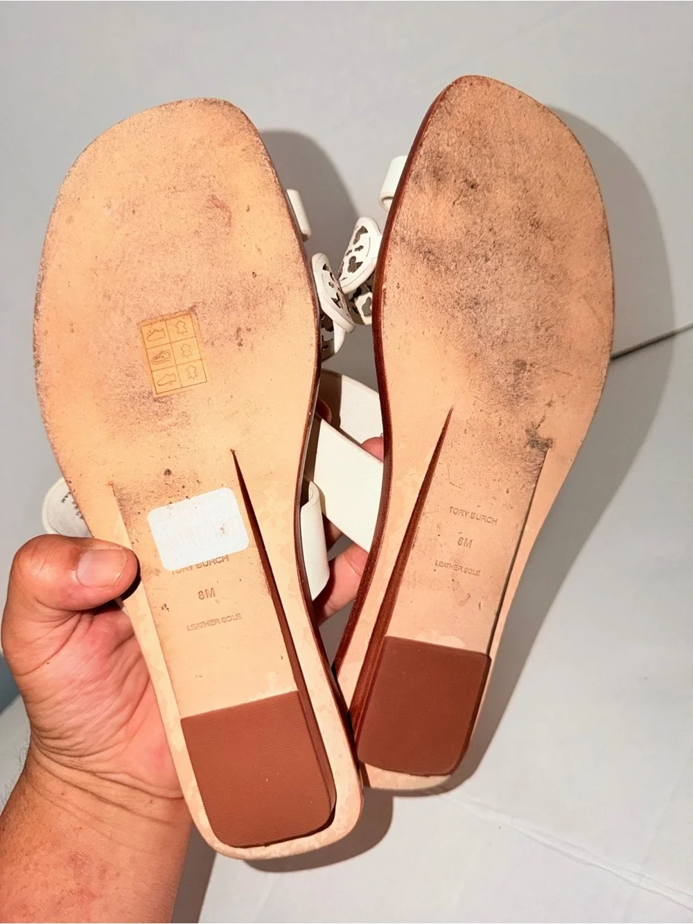 Tory Burch Cream White Miller Logo Chain Slide Sandals